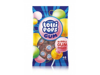 Chutná lízátka se žvýkačkou uvnitř (10%) s příchutí coly ve velkém balení od Roshen -cukrovinky.cz