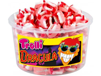 Želatínové trolli dracula zuby  v o veľkej tube - cukrovinky.sk