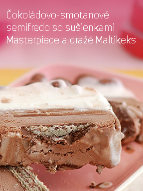 Recept na čokoládovo-smotanové semifredo so sušienkami Masterpiece/C-moll a dražé Maltikeks
