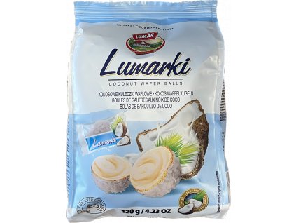 Chutné wafľové guličky s kokosovou náplňou obaľované v kokose-cukrovinky.sk