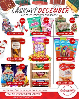 🤍 LÁSKAVÝ DECEMBER PLNÝ SLADKÝCH CIEN! 🎄🍬 Vychutnajte si láskavé decembrové akcie a spríjemnite si sviatočné dni maškrtami...