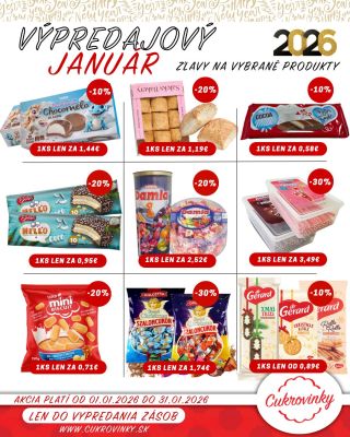 🛒✨ VÝPREDAJOVÝ JANUÁR PLNÝ SLADKÝCH CEN! 🍬 Nový rok je tu a s ním aj ideálny čas dopriať si malé sladké radosti za ešte...