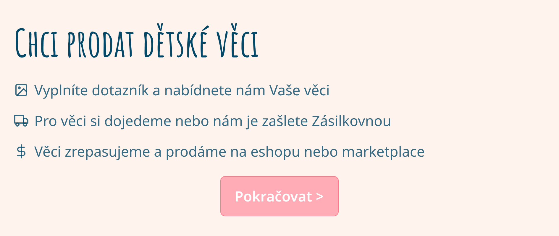 Prodej dětšského zboží - formulář