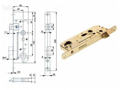 Zámek zadlabací 90/60 vloz 02-04