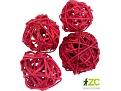 Dekorace - Lata Ball 4 cm - červený 4 ks