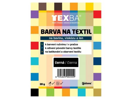 TEXBA Barva na textil, bavlnu, viskózu a len ČERNÁ