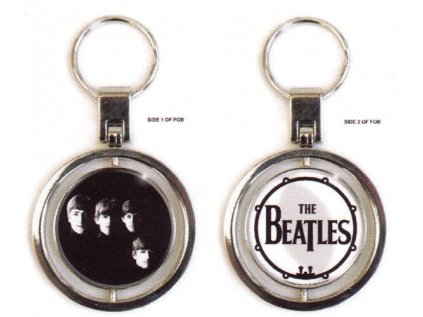 PŘÍVĚSEK NA KLÍČE|TOČIVÝ KULATÝ  BEATLES|LOGO & WITH THE BEATLES