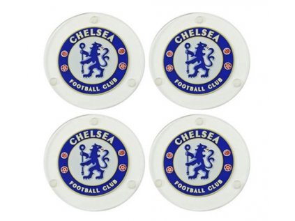 TÁCKY POD SKLENICE|BALENÍ 4 KUSŮ  CHELSEA FC|SKLENĚNÉ|ZNAK|KULATÉ
