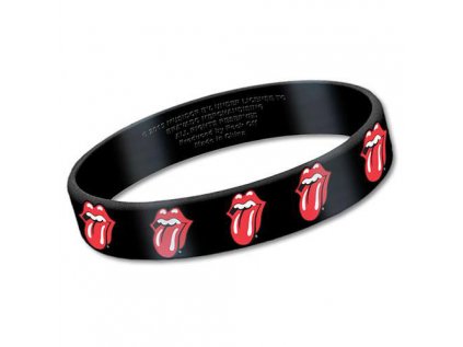 NÁRAMEK SILIKONOVÝ|ROLLING STONES  LOGO|ČERNÝ|ŠÍŘKA 1,5 cm