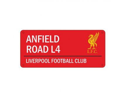 CEDULE NA ZEĎ|LIVERPOOL FC  ANFIELD ROAD|ČERVENÁ|40 x 18 cm