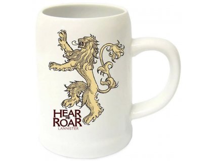 KERAMICKÝ KORBEL|GAME OF THRONES  500 ml|LANNISTER|BÍLÝ|HEAR & ROAR