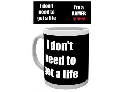 HRNEK KERAMICKÝ|GAMING  300 ml|GET A LIFE|BÍLÝ