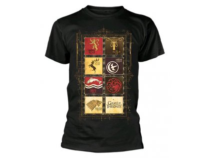 TRIČKO PÁNSKÉ|GAME OF THRONES  BLOCK SIGILS|ČERNÉ|VELIKOST (2XL)