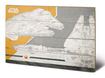 OBRAZ|MALBA NA DŘEVĚ 40 cm x 59 cm  STAR WARS VIII|MILLENNIUM FALCON