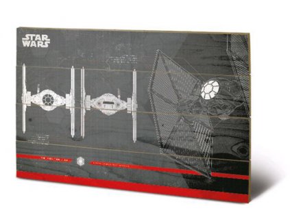 OBRAZ|MALBA NA DŘEVĚ 40 cm x 59 cm  STAR WARS VIII|TIE FIGHTER PLANS