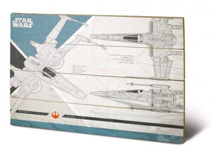 OBRAZ|MALBA NA DŘEVĚ 40 cm x 59 cm  STAR WARS VIII|X-WING PLANS