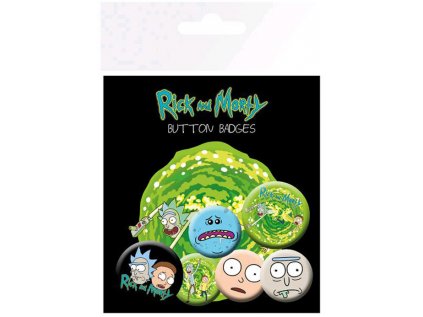 PLACKY|ODZNAKY|SET 6 KUSŮ  RICK AND MORTY|PRŮMĚR 25 mm|32 mm