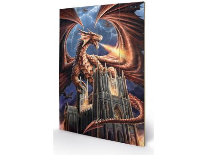 OBRAZ|MALBA NA DŘEVĚ 40 cm x 59 cm  ANNE STOKES|DRAGON'S FURY