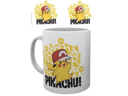 HRNEK KERAMICKÝ|POKEMON  300 ml|ASH HAT PIKACHU|BÍLÝ