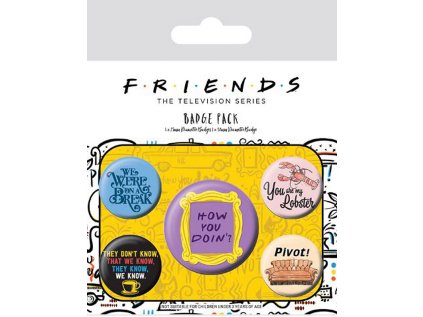 PLACKY|ODZNAKY|SET 5 KUSŮ  FRIENDS|QUOTES (25 mm,38 mm)