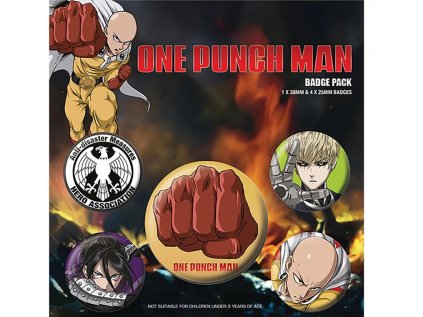 PLACKY|ODZNAKY|SET 5 KUSŮ  ONE PUNCH MAN|DESTRUCTIVE