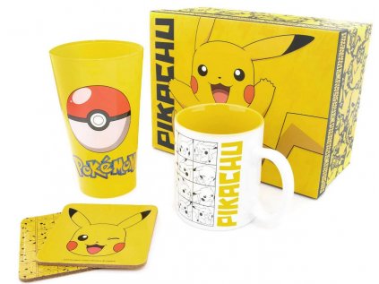 DÁRKOVÝ SET|POKÉMON  SKLENICE 500 ml|HRNEK 300 ml|TÁCKY