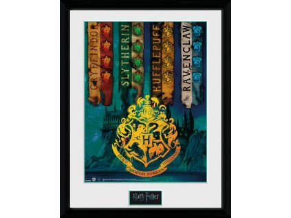 PLAKÁT V RÁMU 30 x 40 cm  HARRY POTTER|HOUSE FLAGS