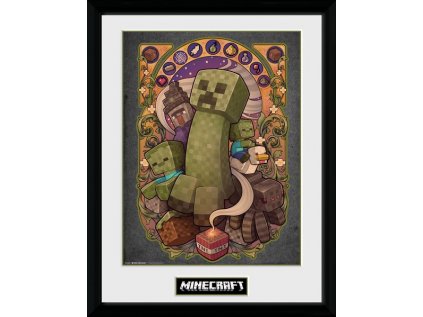 PLAKÁT V RÁMU 30 x 40 cm  MINECRAFT|CREEPER NOUVEAU