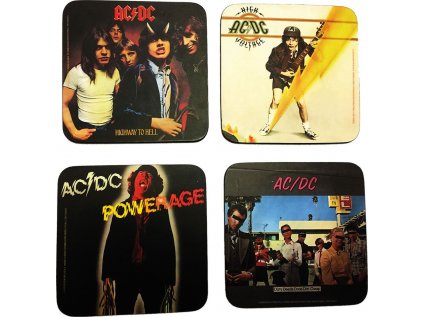 TÁCKY POD SKLENICE|BALENÍ 4 KUSŮ  AC/DC|ALBUM COVERS|10 x 10 cm