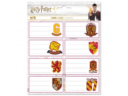 NÁLEPKY SET 2 LISTY|HARRY POTTER  GRYFFINDOR|POZNÁMKOVÉ ŠTÍTKY|16 ks