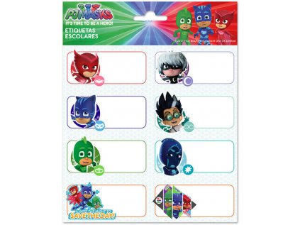 NÁLEPKY SET 2 LISTY|PJ MASKS  POZNÁMKOVÉ ŠTÍTKY|16 KUSŮ