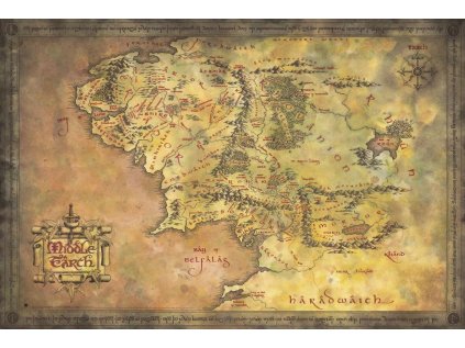 PLAKÁT 61 x 91,5 cm|LORD OF RINGS  MAP OF MIDDLE EARTH