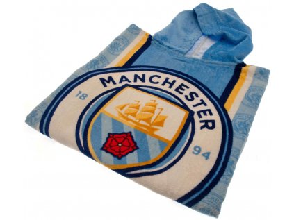 RUČNÍK DĚTSKÝ PONČO|MANCHESTER CITY  ZNAK|55 x 110 cm