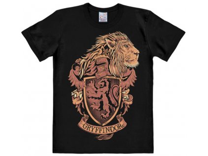 TRIČKO PÁNSKÉ/HARRY POTTER  GRYFFINDOR LOGO/EASYFIT/ČERNÉ