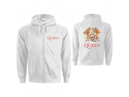 MIKINA DÁMSKÁ S KAPUCÍ|QUEEN  CLASSIC CREST|BÍLÁ