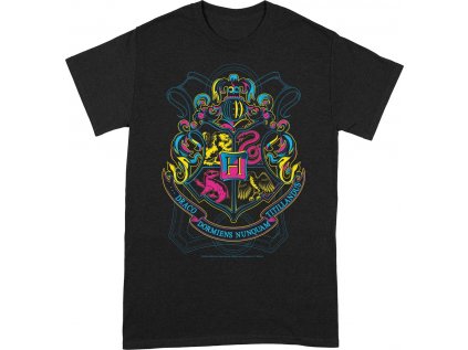 TRIČKO PÁNSKÉ|HARRY POTTER  NEON HOGWARTS CREST|ČERNÉ