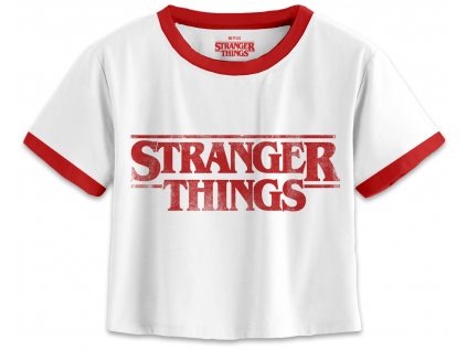 TRIČKO DÁMSKÉ|STRANGER THINGS  DISTRESSED LOGO|BÍLÉ