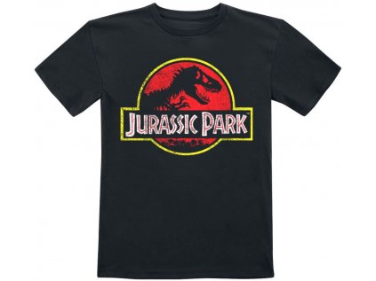 TRIČKO PÁNSKÉ|JURASSIC PARK  LOGO|ČERNÉ