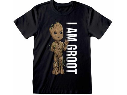 TRIČKO PÁNSKÉ|GUARDIANS OF GALAXY  I AM GROOT|ČERNÉ|VELIKOST (XL)