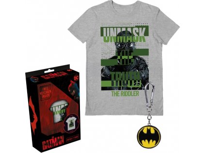 TRIČKO PÁNSKÉ SET2|DC COMICS  BATMAN|THE RIDDLER|ŠEDÉ (L)