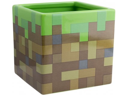 STOJÁNEK NA PSACÍ POTŘEBY|MINECRAFT  GRASS BLOCK|KERAMICKÝ|12 x 12 cm