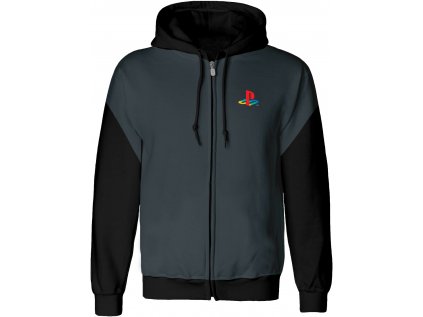 MIKINA PÁNSKÁ S KAPUCÍ|PLAYSTATION  CLASSIC LOGO|ZIP|ŠEDÁ