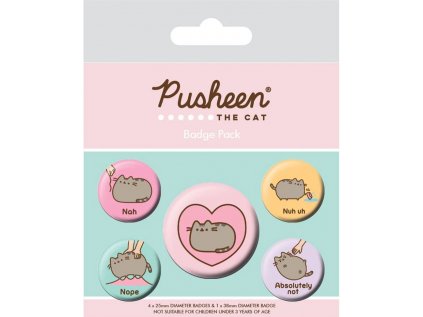 PLACKY|ODZNAKY|SET 5 KUSŮ|PUSHEEN  NAH (2,5 cm|3,8 cm)