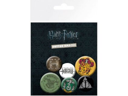 PLACKY|ODZNAKY|SET 6 KUSŮ  HARRY POTTER|PRŮMĚR 25 mm|32 mm