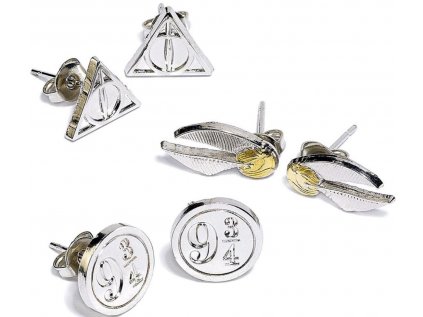 NÁUŠNICE|HARRY POTTER  SET 3 PÁRŮ|HALLOWS QUARTERS SNITCH