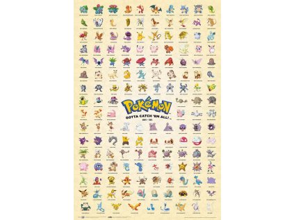 PLAKÁT 61 x 91,5 cm|POKÉMON  FIRST GENERATION