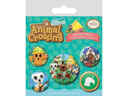 PLACKY|ODZNAKY|SET 5 KUSŮ  ANIMAL CROSSING (2,5 cm|3,8 cm)