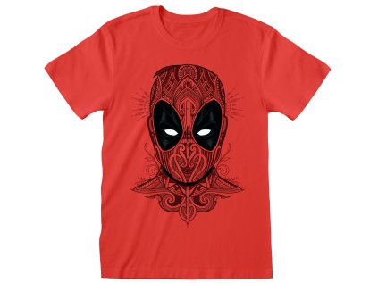 TRIČKO PÁNSKÉ|MARVEL|DEADPOOL  TATTOO STYLE|ČERVENÉ|VELIKOST (L)