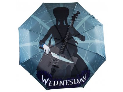 DEŠTNÍK SKLÁDACÍ|NETFLIX  WEDNESDAY|WITH CELLO|PRŮMĚR 121 cm