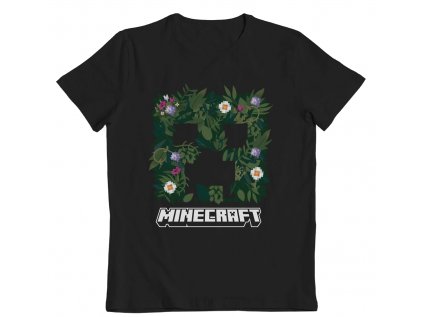 TRIČKO DĚTSKÉ|MINECRAFT  FLORAL CREEPER|ČERNÉ